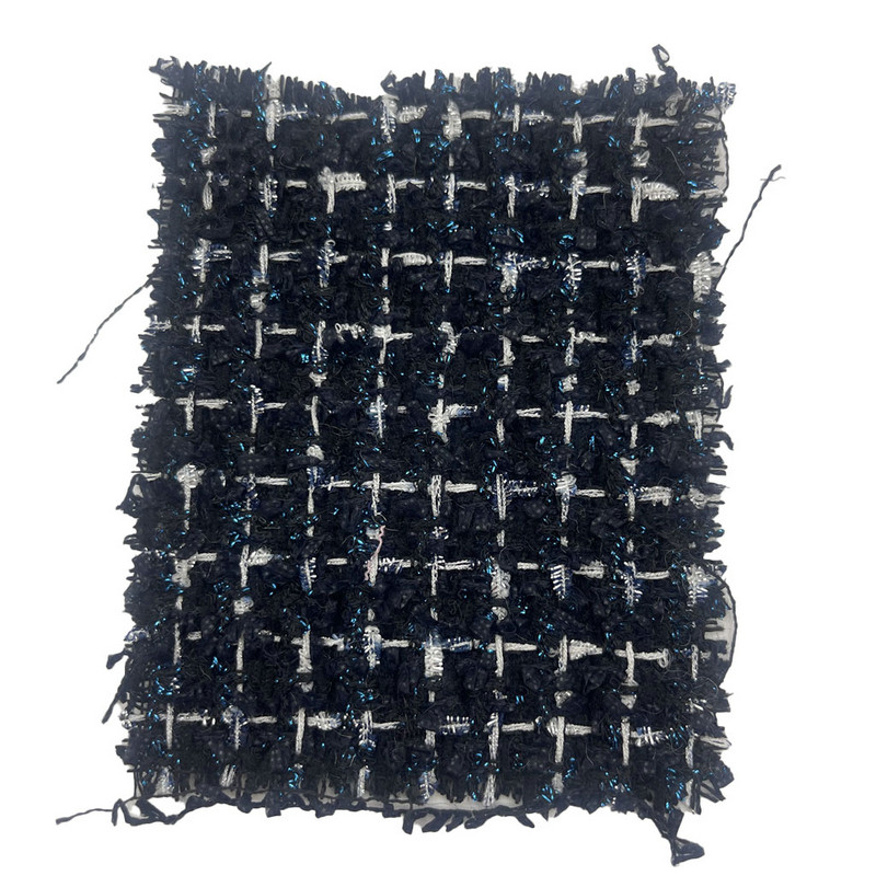 Luxuria Dark Blue with Blue Metallic Blend Check Tued Fabrics For Women Clothing 23511