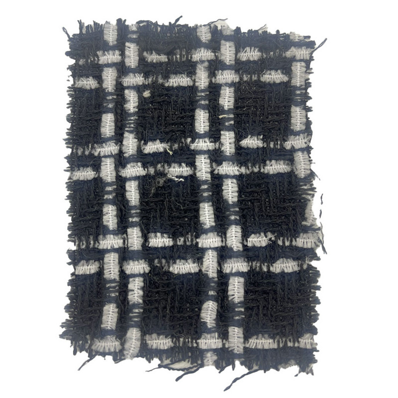 Intempestive Black Wool Plaid Texta Tweed Textilia enim Vestimenta 23545