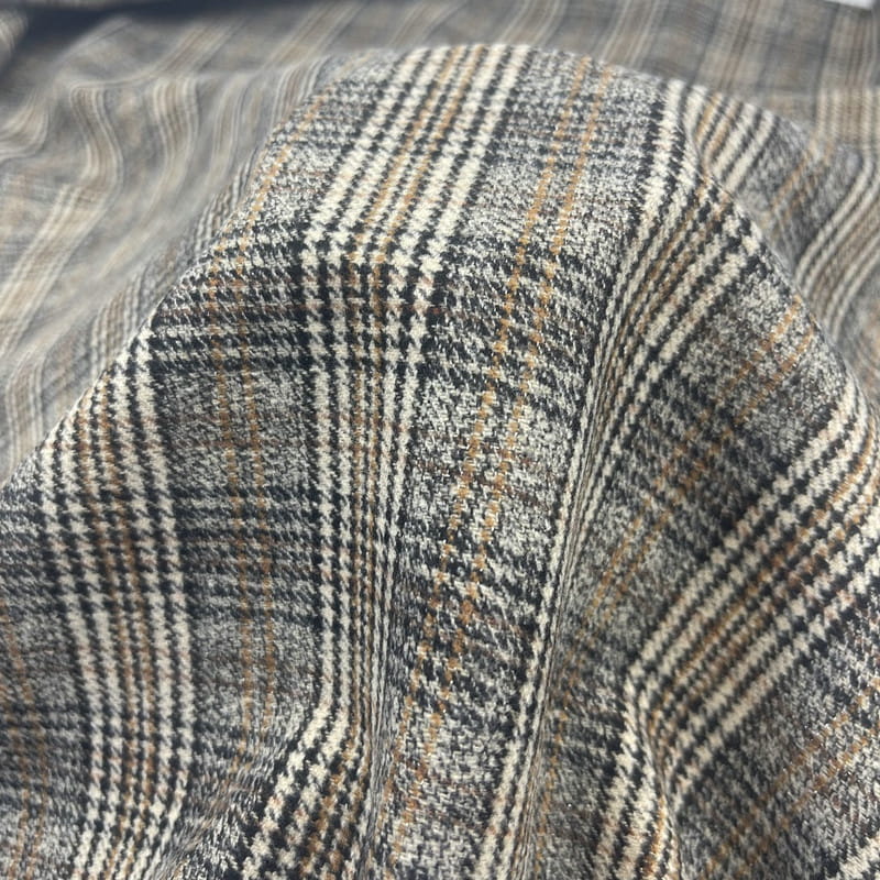 Plaid Houndstooth Reprehendo Brown Metallic Textilia Pro Suiting (CCL)DXV
